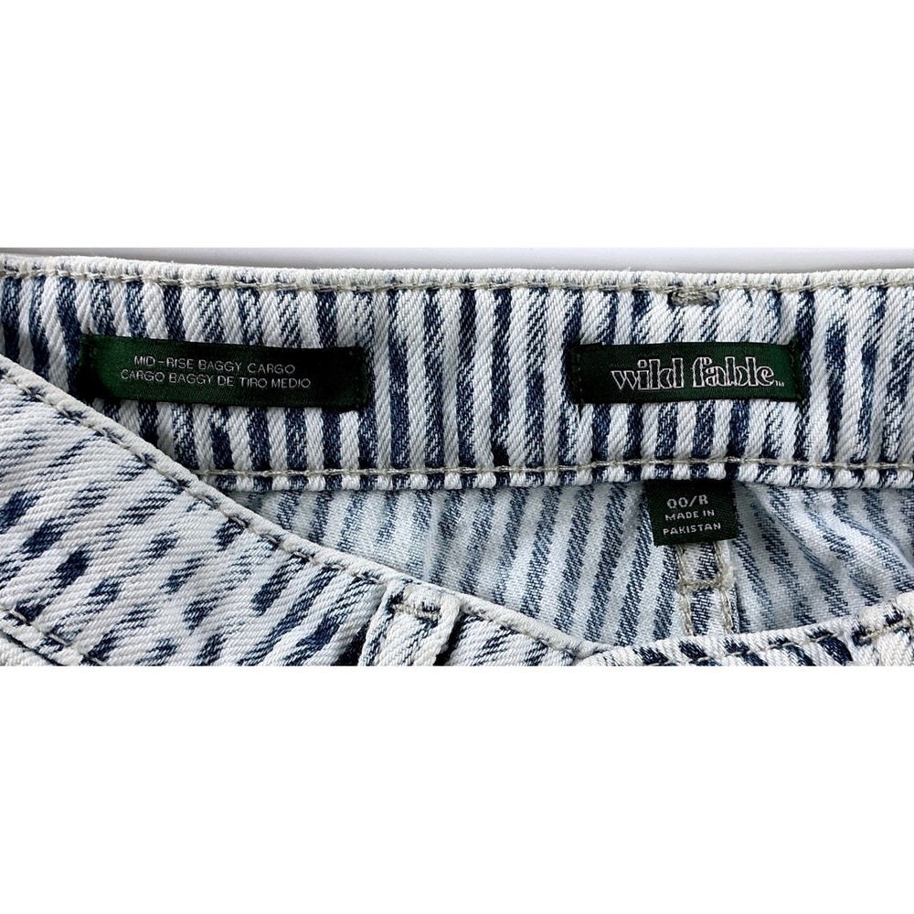 Wild Fable Striped Baggy Cargo Jeans Sz 00 Y2K Skater Utility Streetwear - Picture 3 of 13